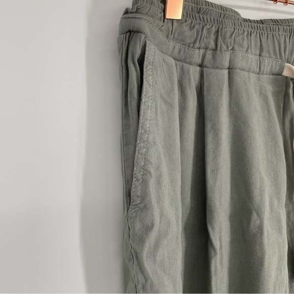 Monrow Linen Blend Track Pants Drawstring Tapered Leg Sage Green NWT‎ Size XS - Picture 5 of 11
